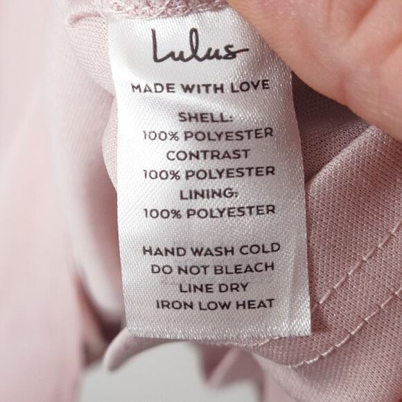 Lulus Pink Chiffon Dress Lace Bodice Spaghetti Strap Size S Bridesmaid - Picture 8 of 9